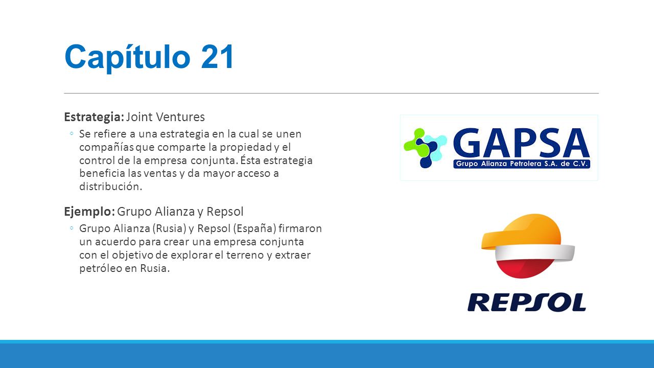 Capítulo 21 Estrategia: Joint Ventures Ejemplo: Grupo Alianza y Repsol