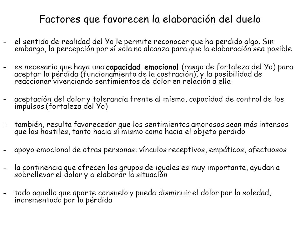 Factores que favorecen la elaboración del duelo