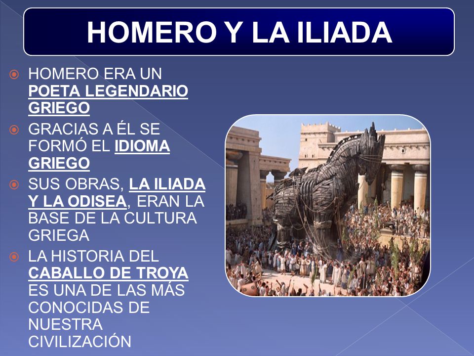 HOMERO Y LA ILIADA HOMERO ERA UN POETA LEGENDARIO GRIEGO