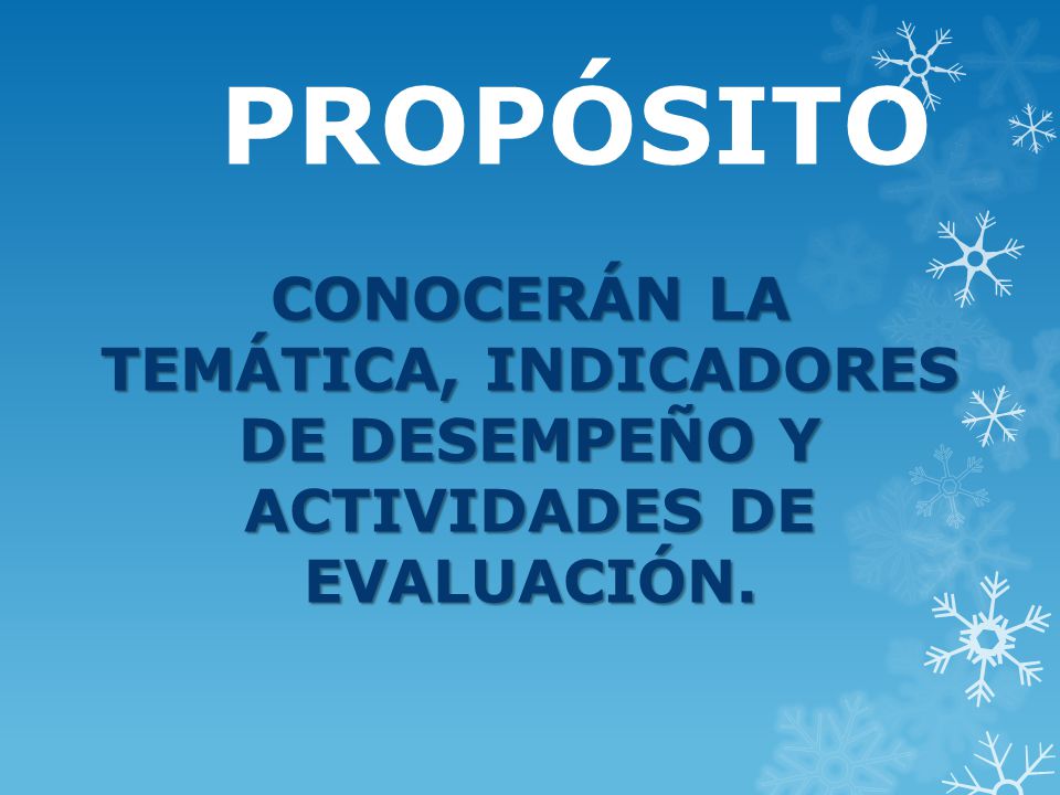 PROPÓSITO CONOCERÁN LA TEMÁTICA, INDICADORES DE DESEMPEÑO Y ACTIVIDADES DE EVALUACIÓN.