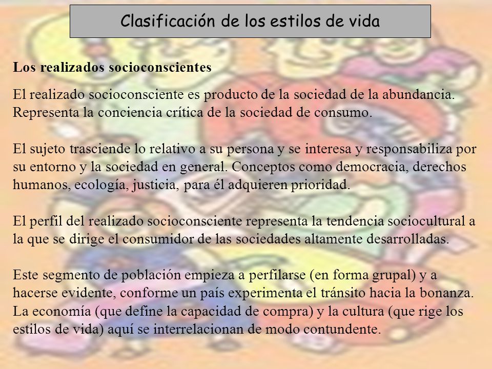 Clasificación de los estilos de vida