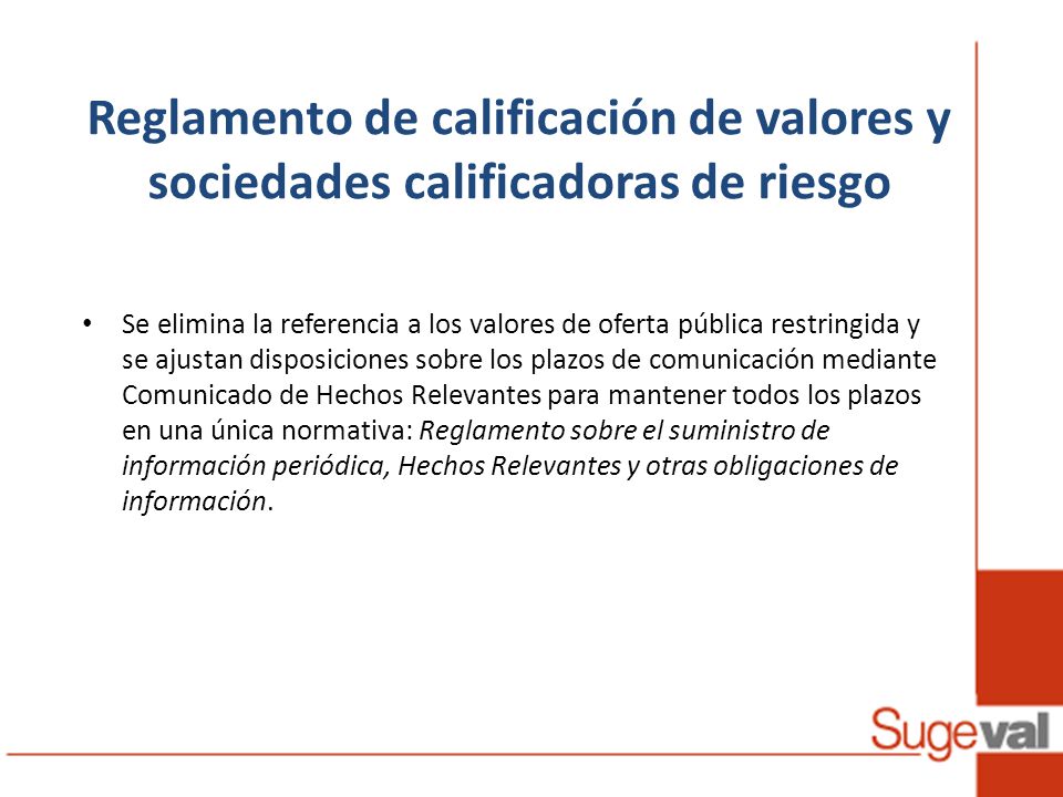 Reglamento de calificación de valores y sociedades calificadoras de riesgo