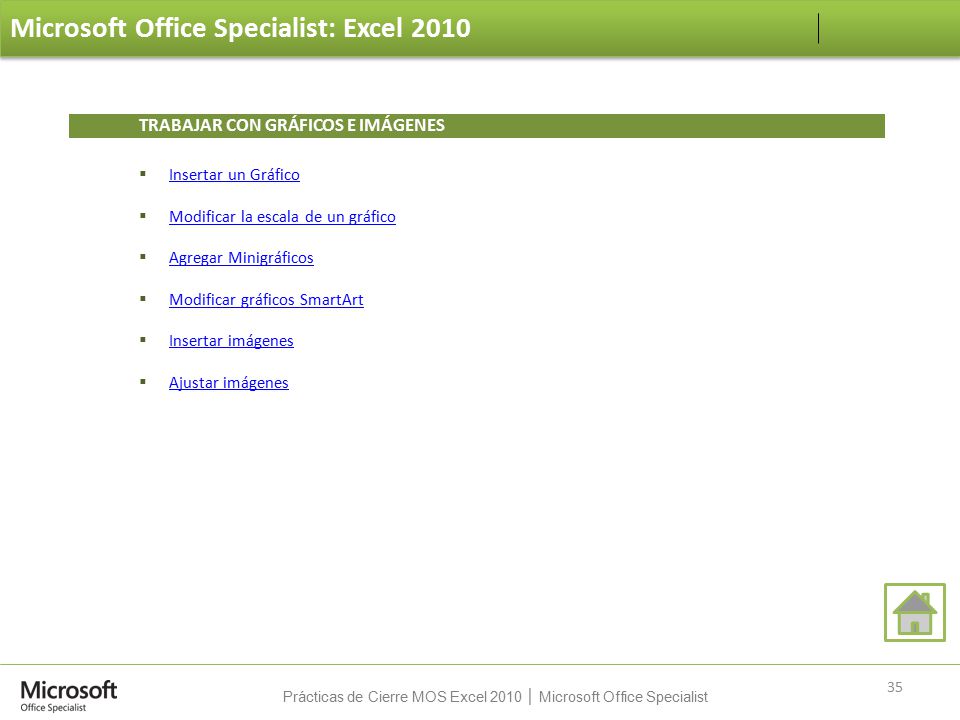 Prácticas de Cierre MOS Excel 2010 │ Microsoft Office Specialist