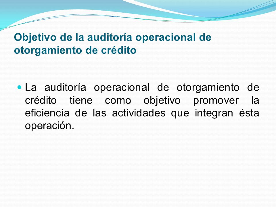 Objetivo de la auditoría operacional de otorgamiento de crédito