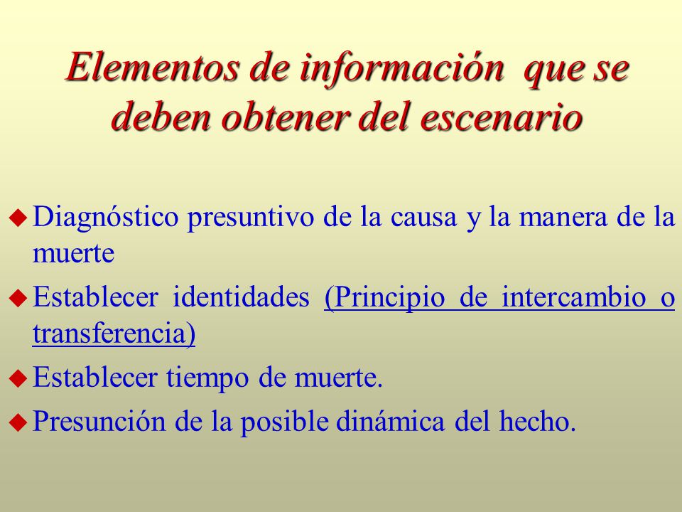 Elementos de información que se deben obtener del escenario