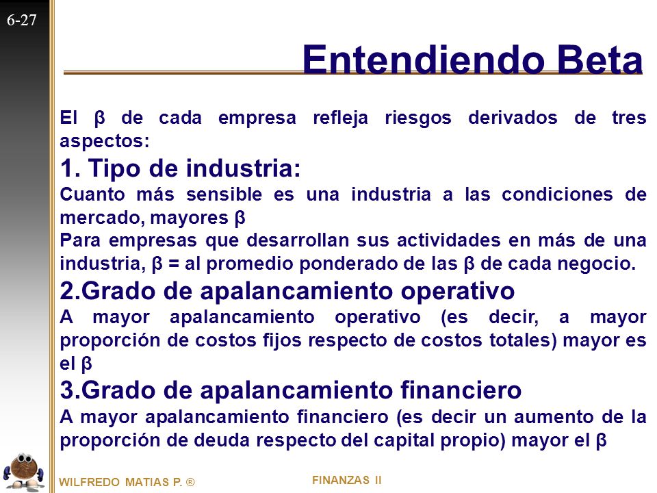 Entendiendo Beta 1. Tipo de industria: