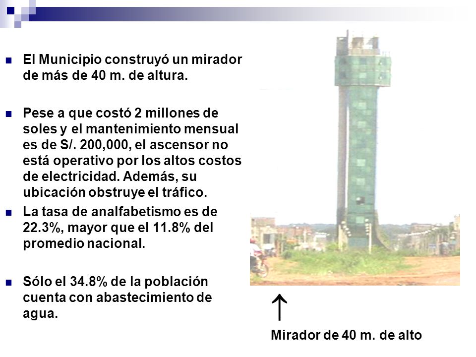 El Municipio construyó un mirador de más de 40 m. de altura.