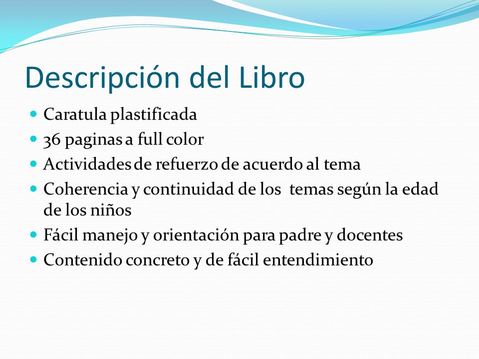 Descripción del Libro Caratula plastificada 36 paginas a full color