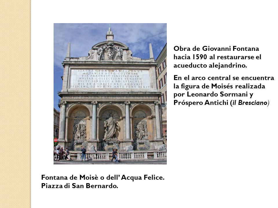 Obra de Giovanni Fontana hacia 1590 al restaurarse el acueducto alejandrino.