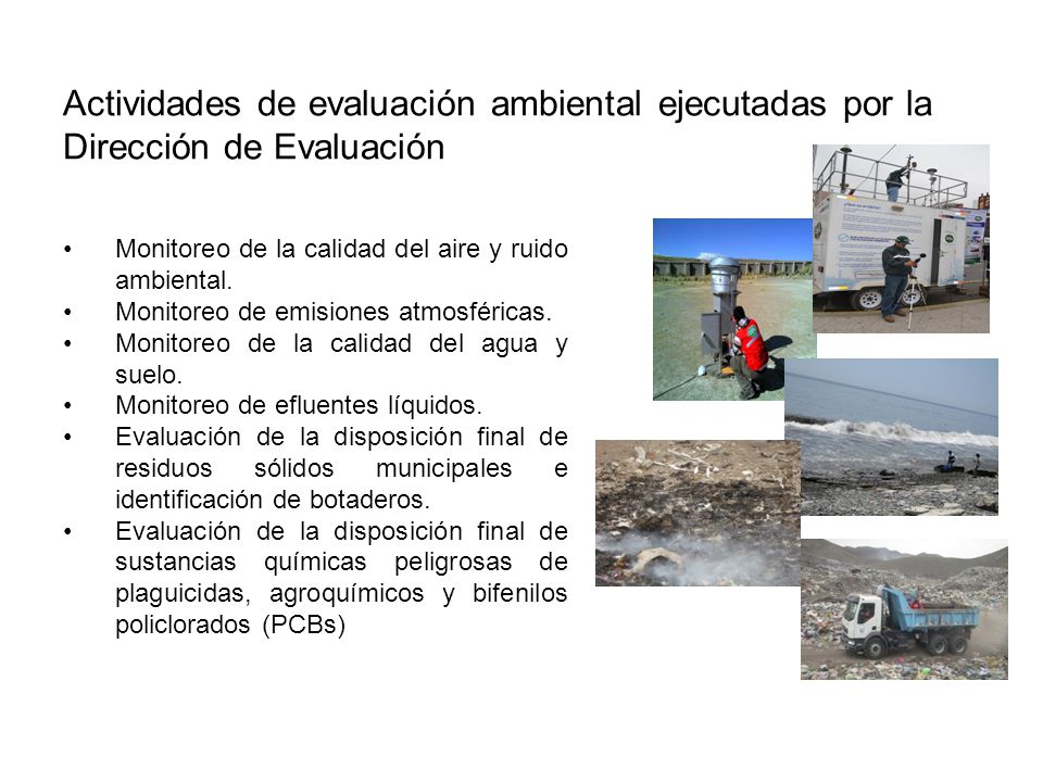 Actividades de evaluación ambiental ejecutadas por la Dirección de Evaluación