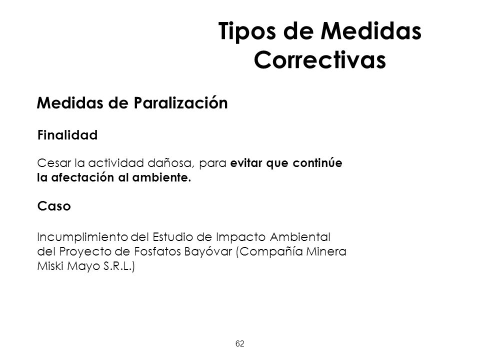 Tipos de Medidas Correctivas