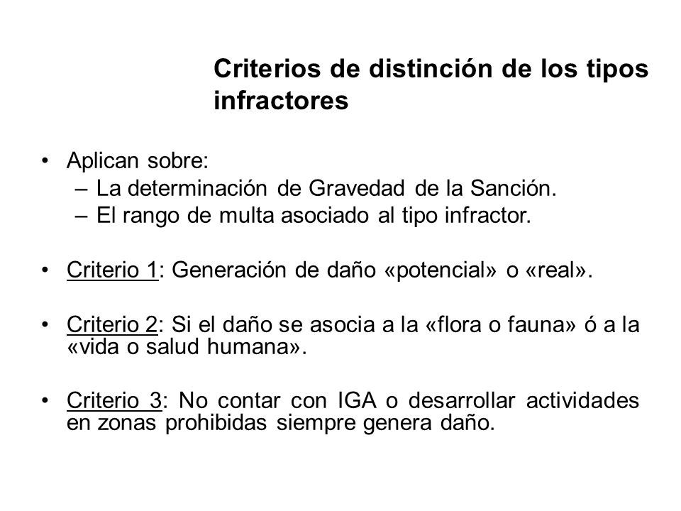 Criterios de distinción de los tipos infractores
