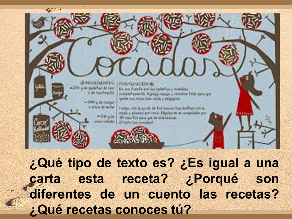¿Qué tipo de texto es. ¿Es igual a una carta esta receta