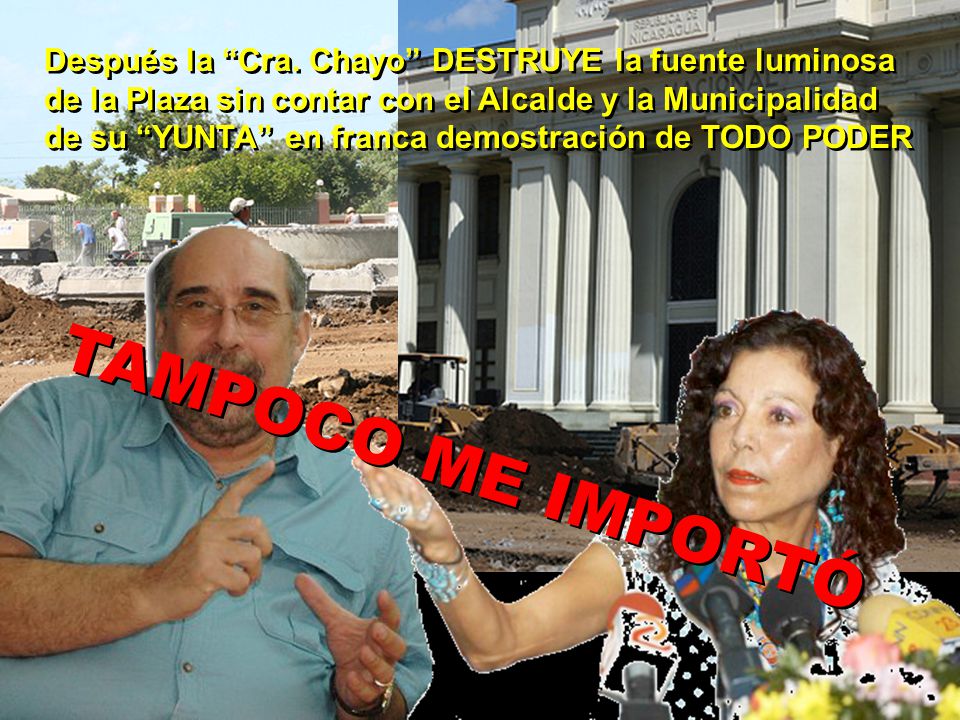 Después la Cra. Chayo DESTRUYE la fuente luminosa de la Plaza sin contar con el Alcalde y la Municipalidad de su YUNTA en franca demostración de TODO PODER