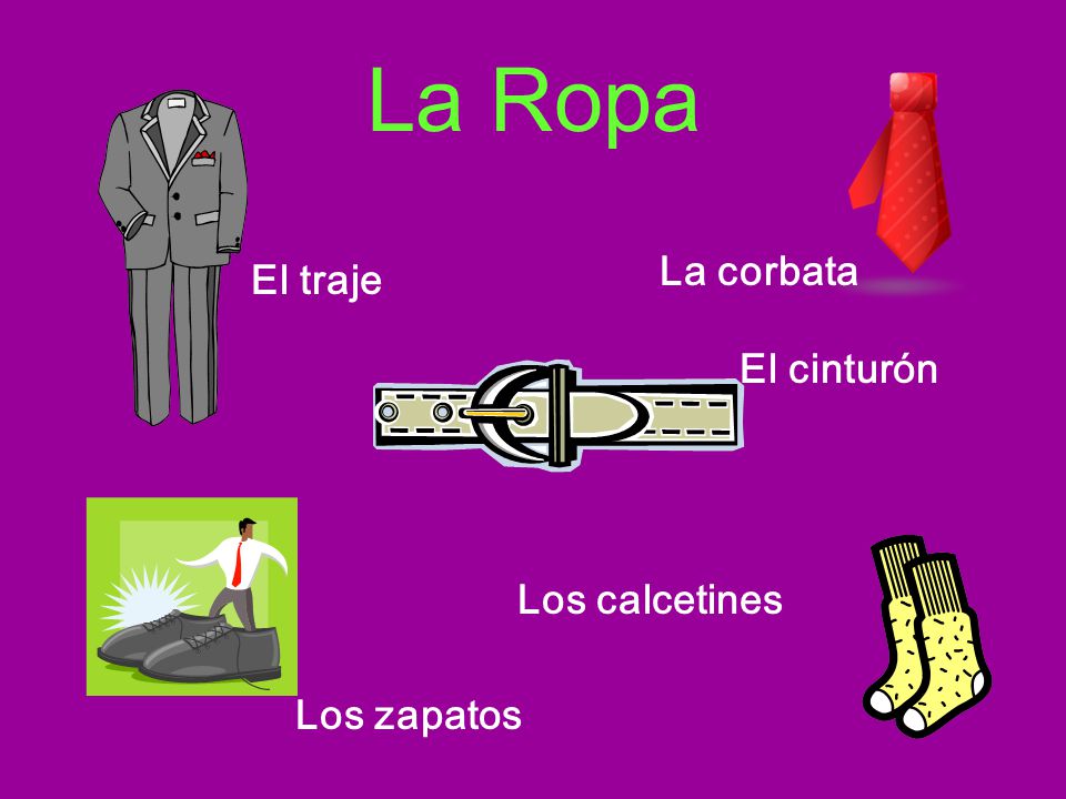 La Ropa La corbata El traje El cinturón Los calcetines Los zapatos