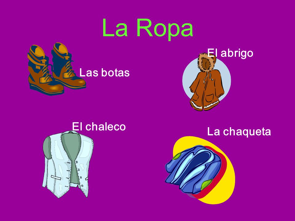 La Ropa El abrigo Las botas El chaleco La chaqueta