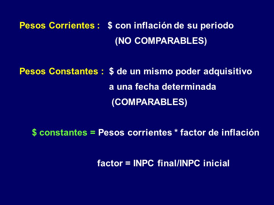 Pesos Corrientes : $ con inflación de su periodo