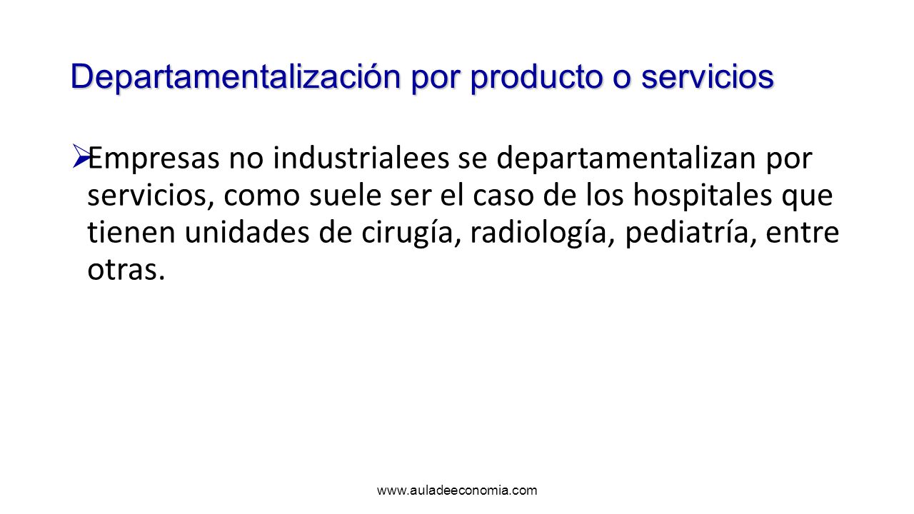 Departamentalización por producto o servicios