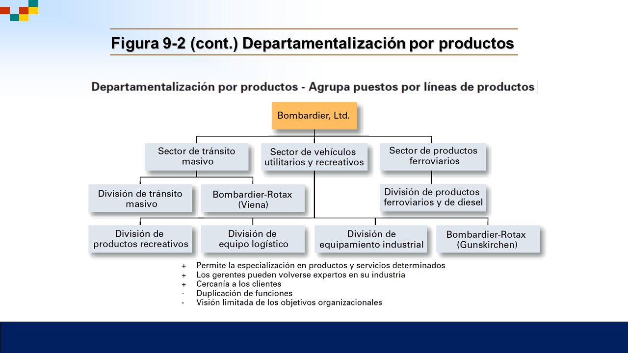 Figura 9-2 (cont.) Departamentalización por productos
