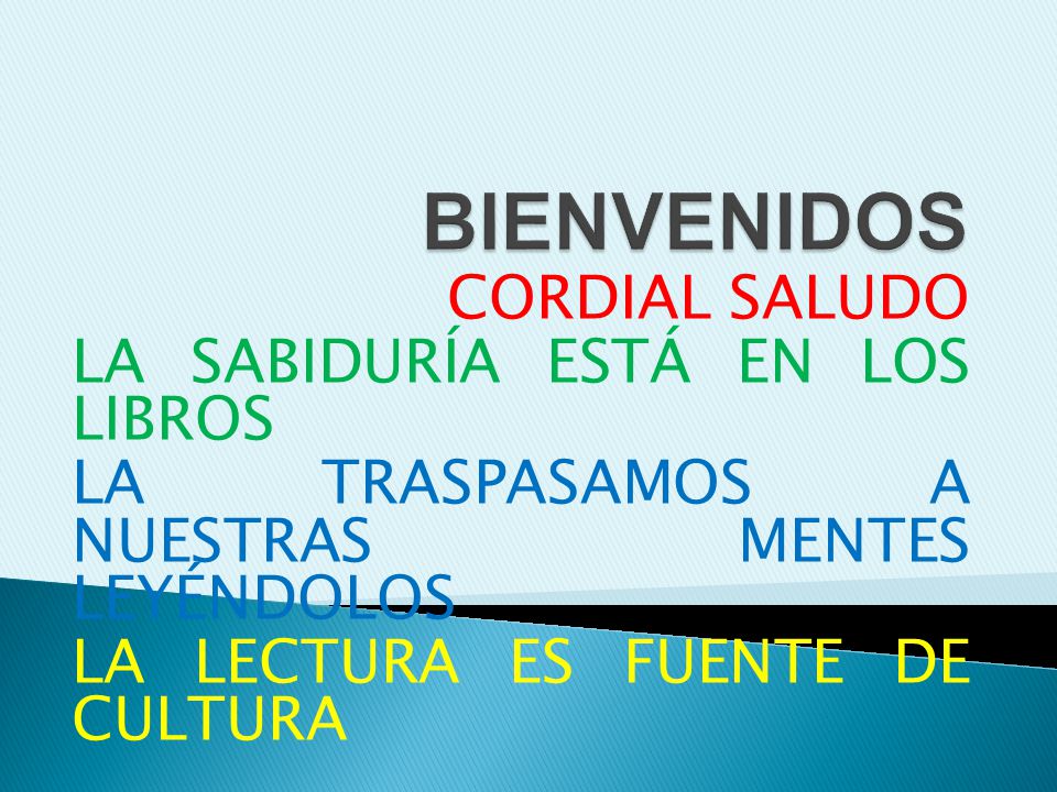 BIENVENIDOS CORDIAL SALUDO LA SABIDURÍA ESTÁ EN LOS LIBROS