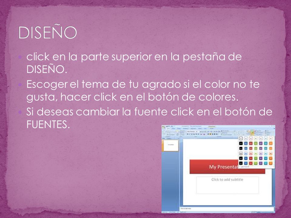 DISEÑO click en la parte superior en la pestaña de DISEÑO.