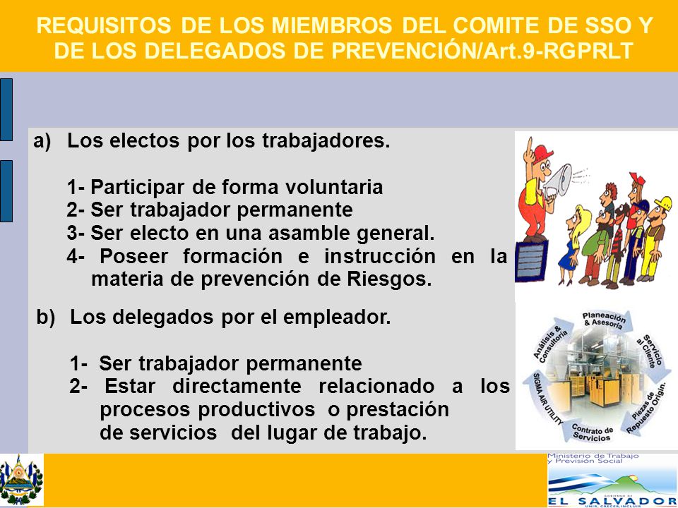 REQUISITOS DE LOS MIEMBROS DEL COMITE DE SSO Y DE LOS DELEGADOS DE PREVENCIÓN/Art.9-RGPRLT