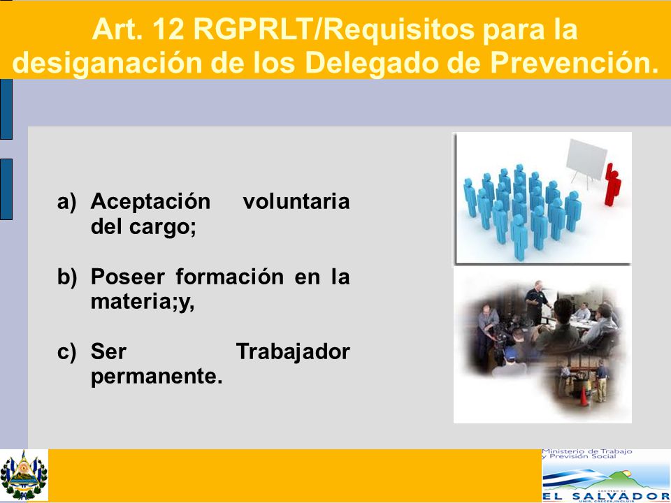 Art. 12 RGPRLT/Requisitos para la desiganación de los Delegado de Prevención.