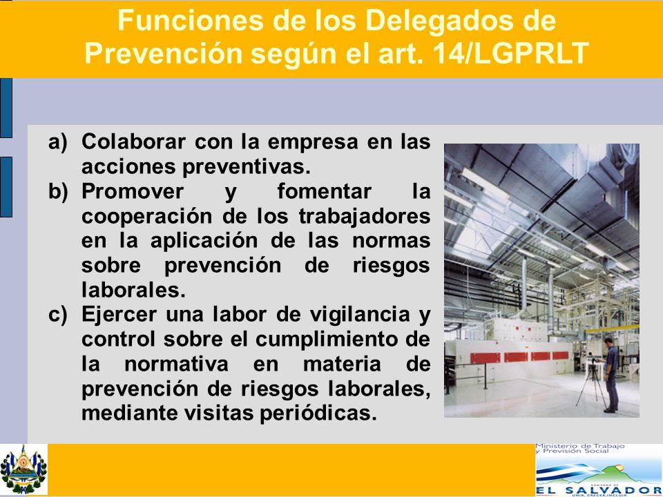 Funciones de los Delegados de Prevención según el art. 14/LGPRLT