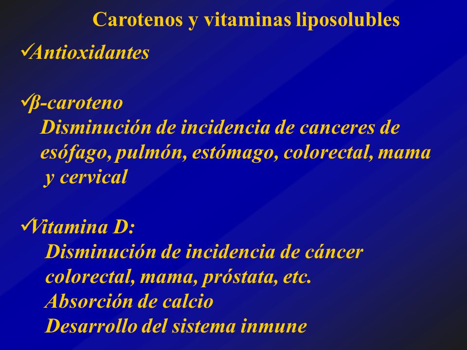 Carotenos y vitaminas liposolubles