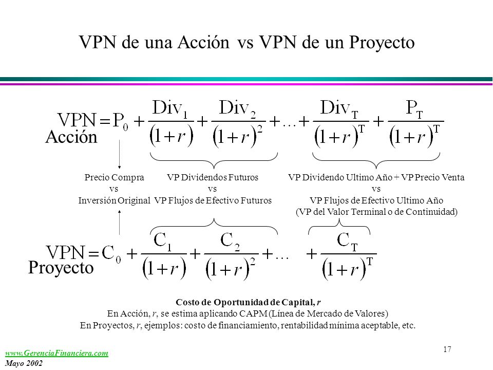 VPN de una Acción vs VPN de un Proyecto