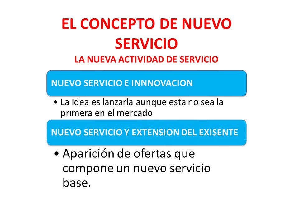 EL CONCEPTO DE NUEVO SERVICIO LA NUEVA ACTIVIDAD DE SERVICIO
