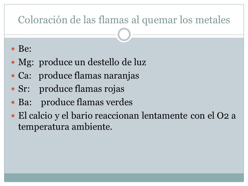 Coloración de las flamas al quemar los metales