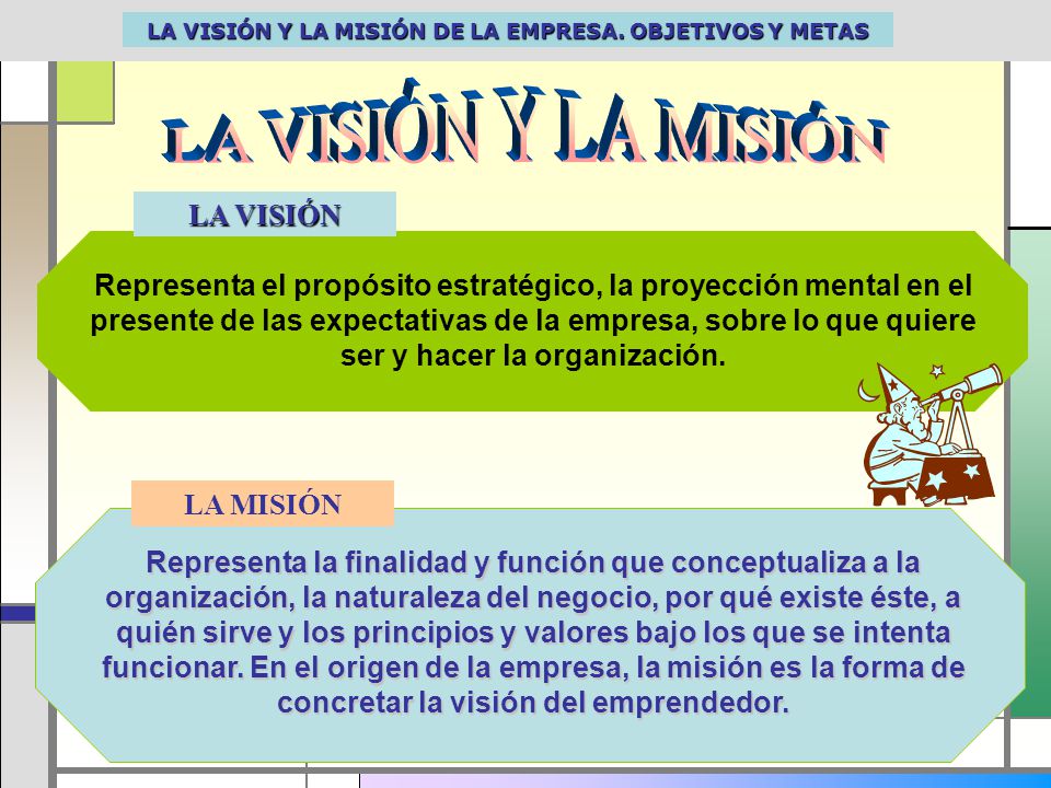 LA VISIÓN Y LA MISIÓN DE LA EMPRESA. OBJETIVOS Y METAS
