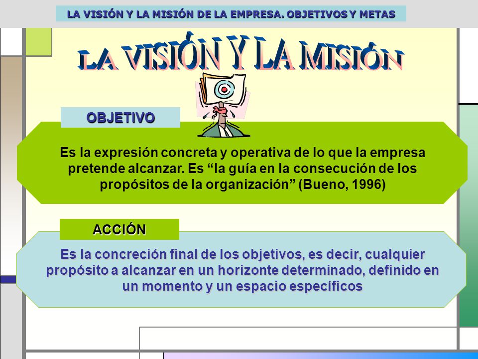 LA VISIÓN Y LA MISIÓN DE LA EMPRESA. OBJETIVOS Y METAS