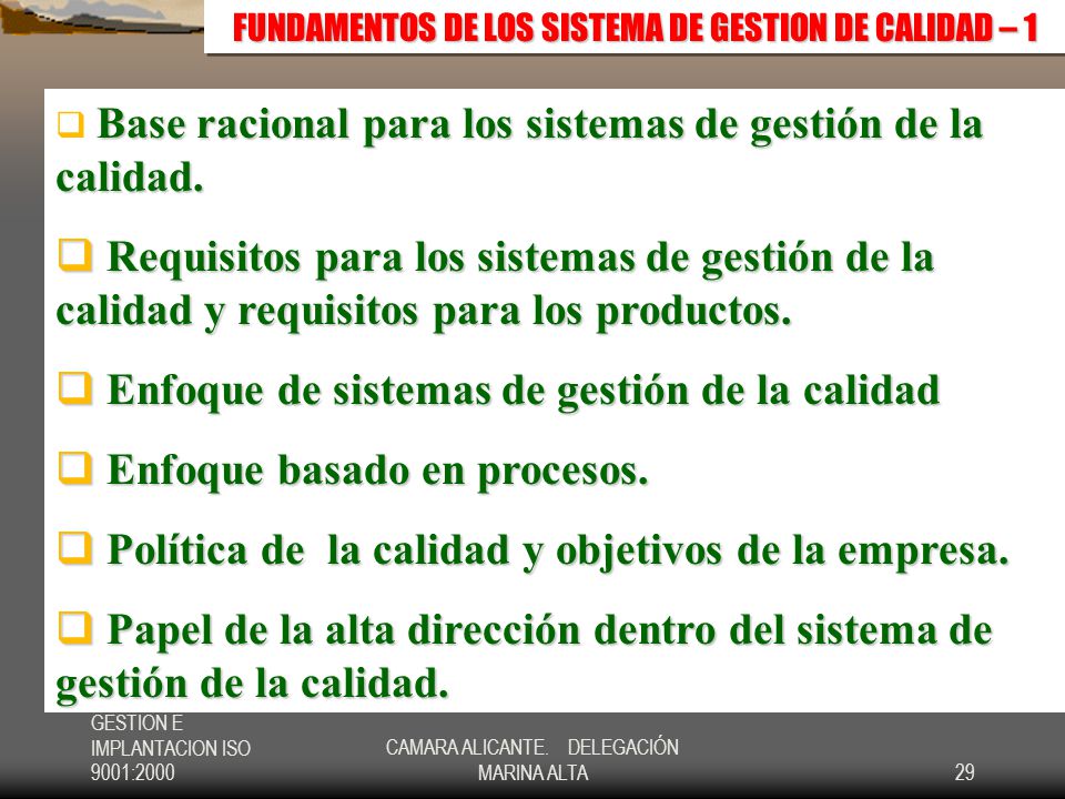 FUNDAMENTOS DE LOS SISTEMA DE GESTION DE CALIDAD – 1