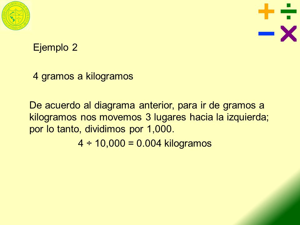 Ejemplo 2 4 gramos a kilogramos.
