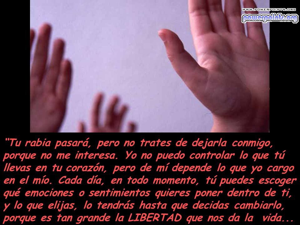 Tu rabia pasará, pero no trates de dejarla conmigo, porque no me interesa.