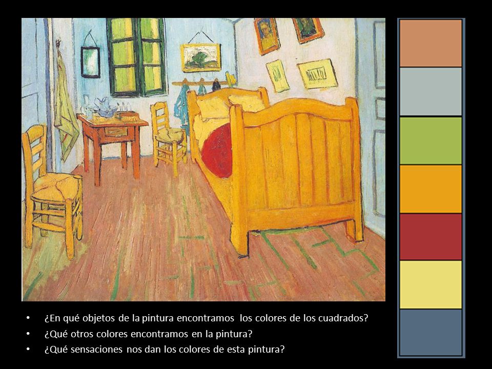 ¿En qué objetos de la pintura encontramos los colores de los cuadrados