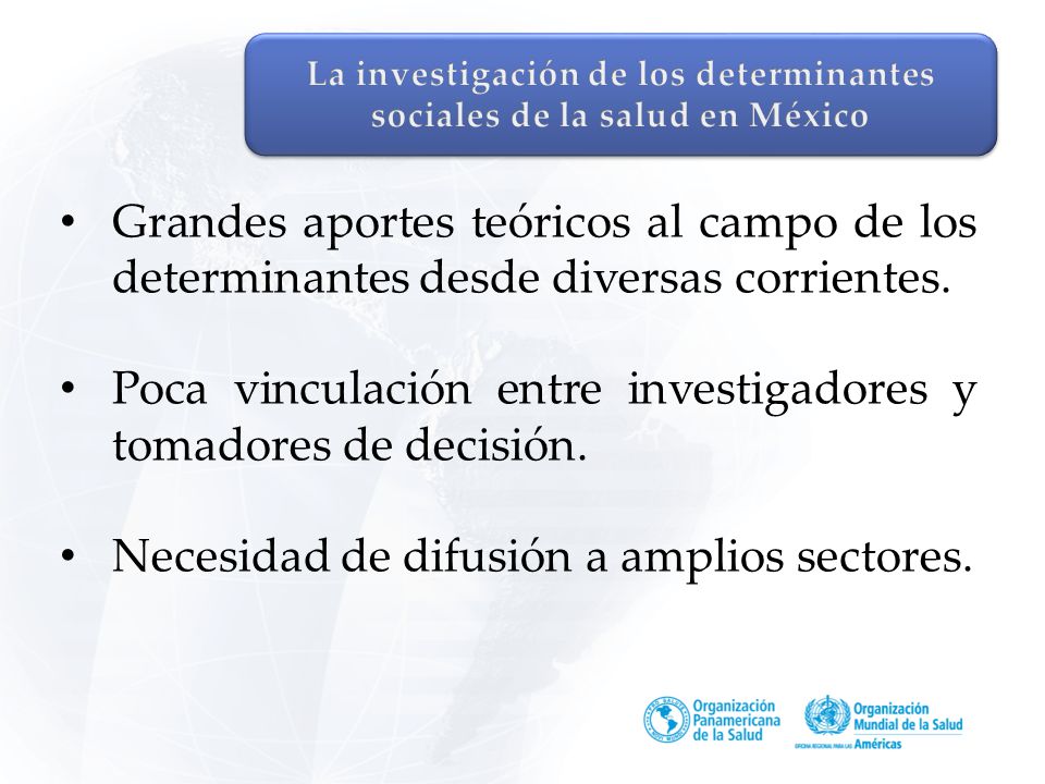 La investigación de los determinantes sociales de la salud en México