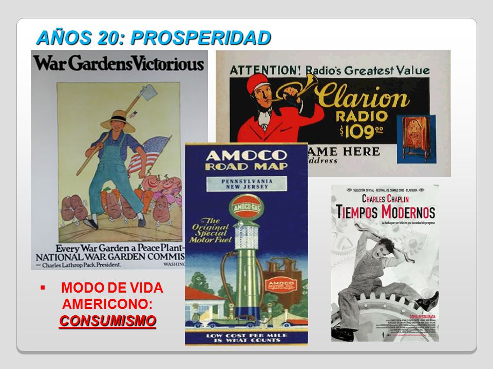 AÑOS 20: PROSPERIDAD MODO DE VIDA AMERICONO: CONSUMISMO 17