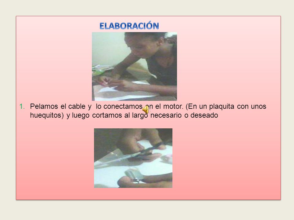 Pelamos el cable y lo conectamos en el motor