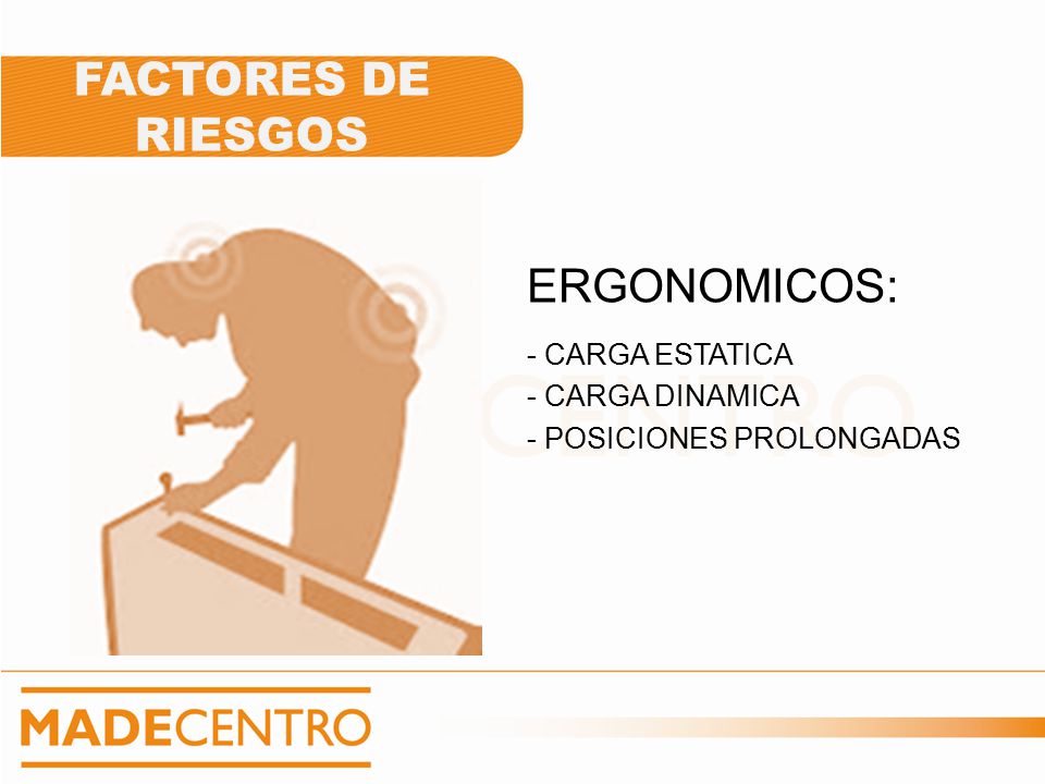 FACTORES DE RIESGOS ERGONOMICOS: - CARGA ESTATICA - CARGA DINAMICA