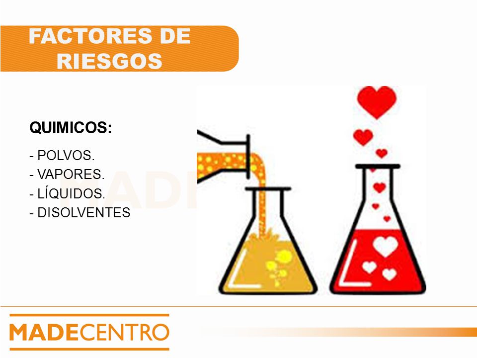 FACTORES DE RIESGOS QUIMICOS: - POLVOS. - VAPORES. - LÍQUIDOS.