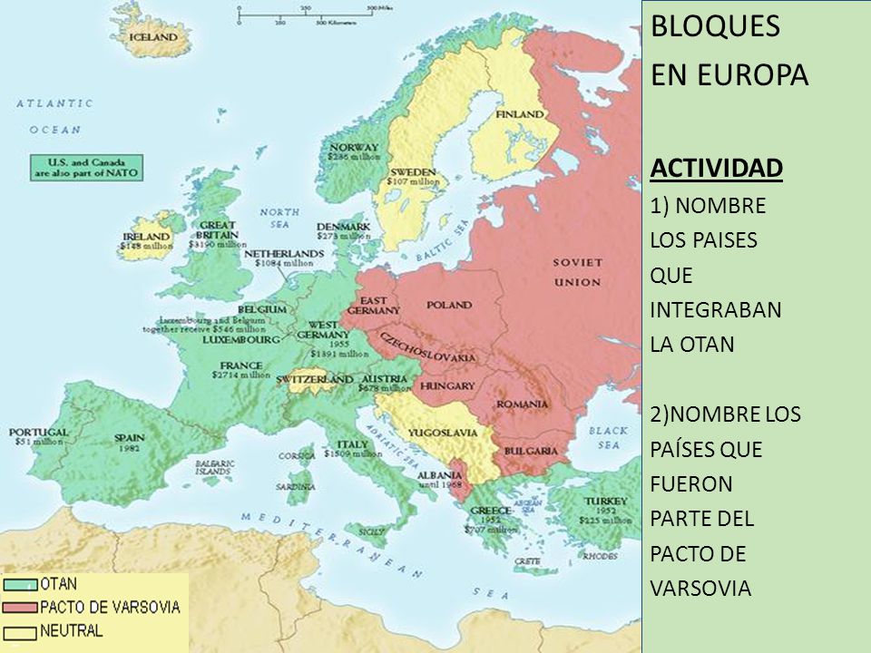 BLOQUES EN EUROPA ACTIVIDAD 1) NOMBRE LOS PAISES QUE INTEGRABAN