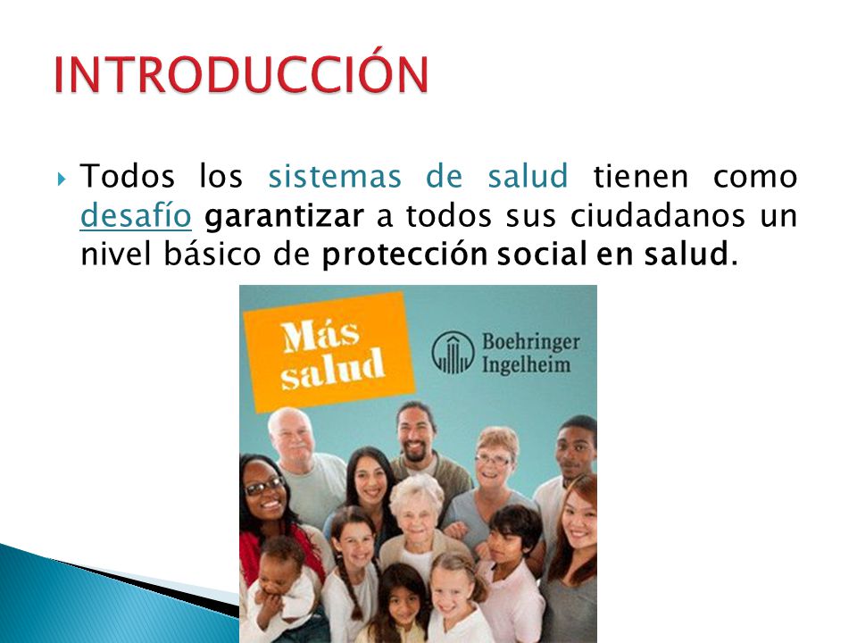 INTRODUCCIÓN Todos los sistemas de salud tienen como desafío garantizar a todos sus ciudadanos un nivel básico de protección social en salud.