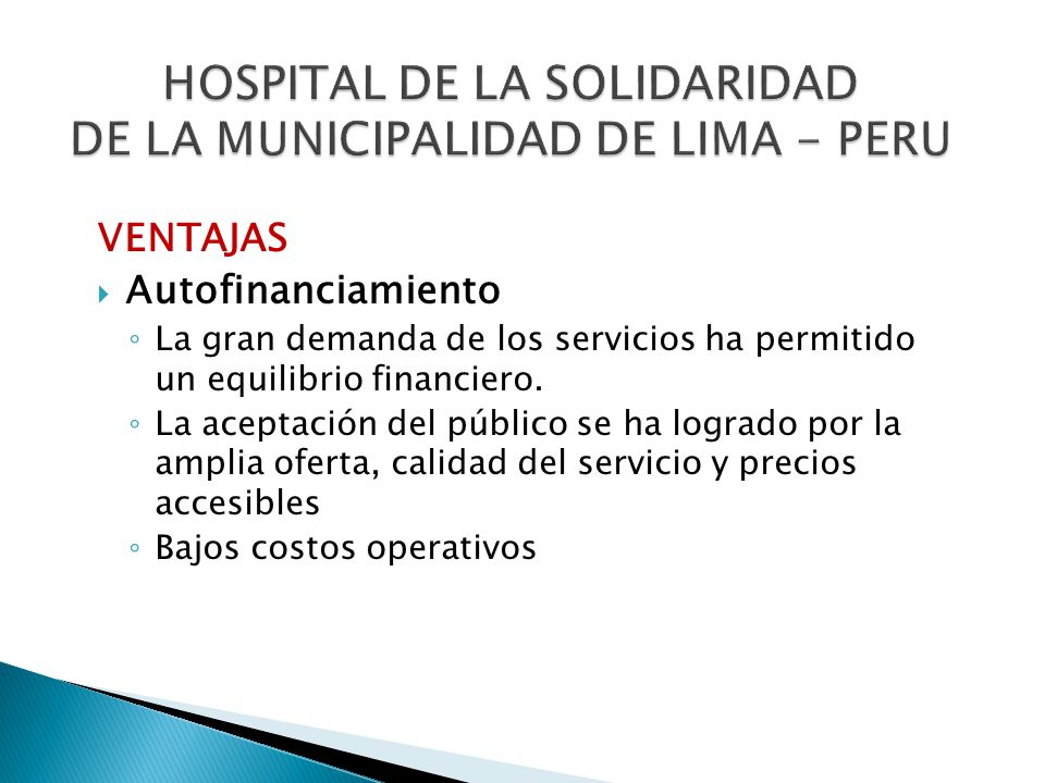 HOSPITAL DE LA SOLIDARIDAD DE LA MUNICIPALIDAD DE LIMA - PERU