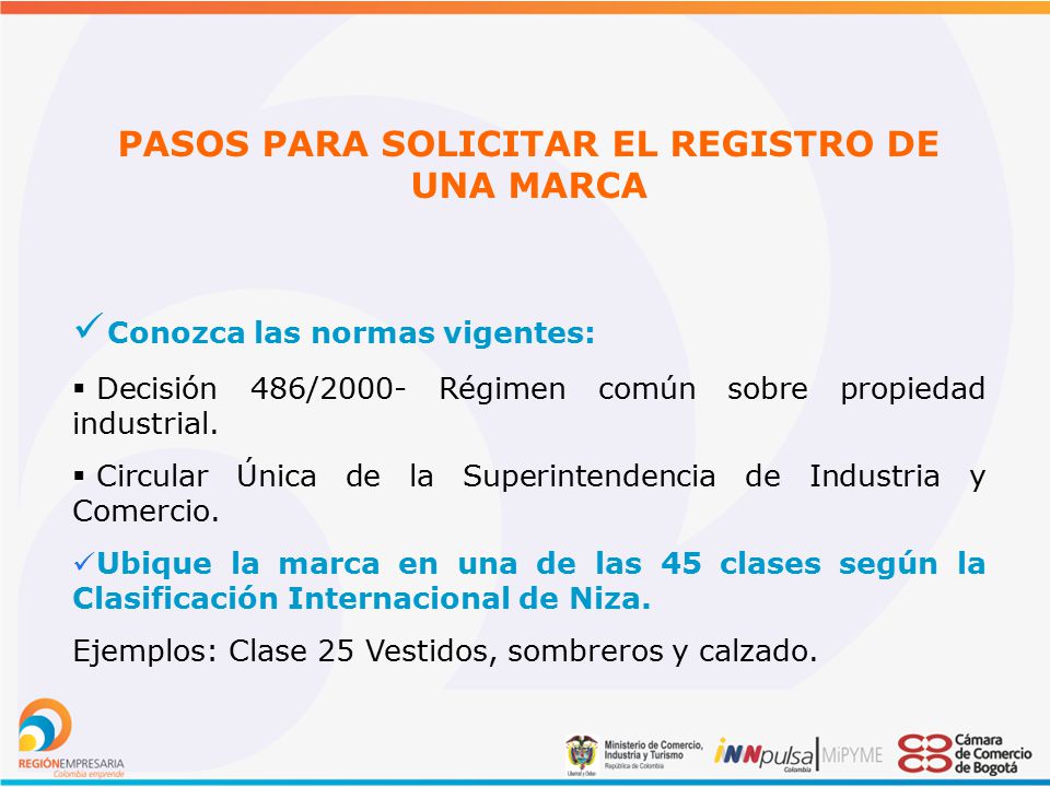 PASOS PARA SOLICITAR EL REGISTRO DE UNA MARCA