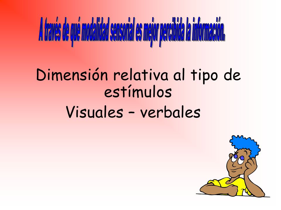 A través de qué modalidad sensorial es mejor percibida la información.
