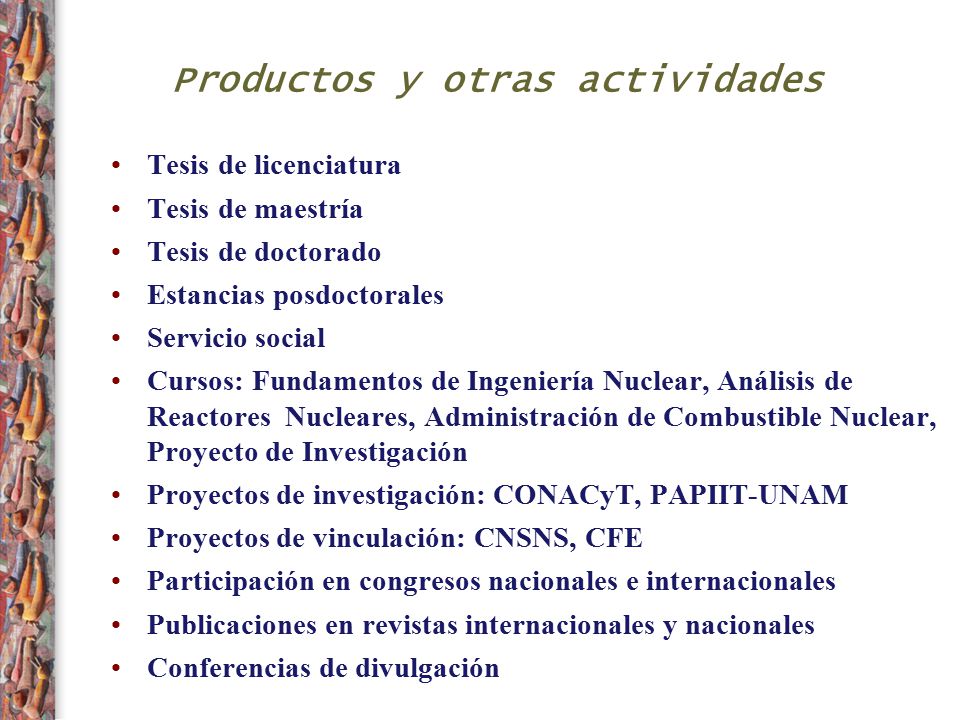 Productos y otras actividades