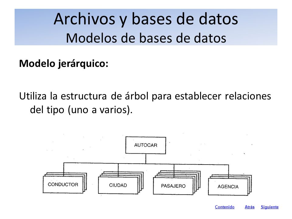 Archivos y bases de datos Modelos de bases de datos